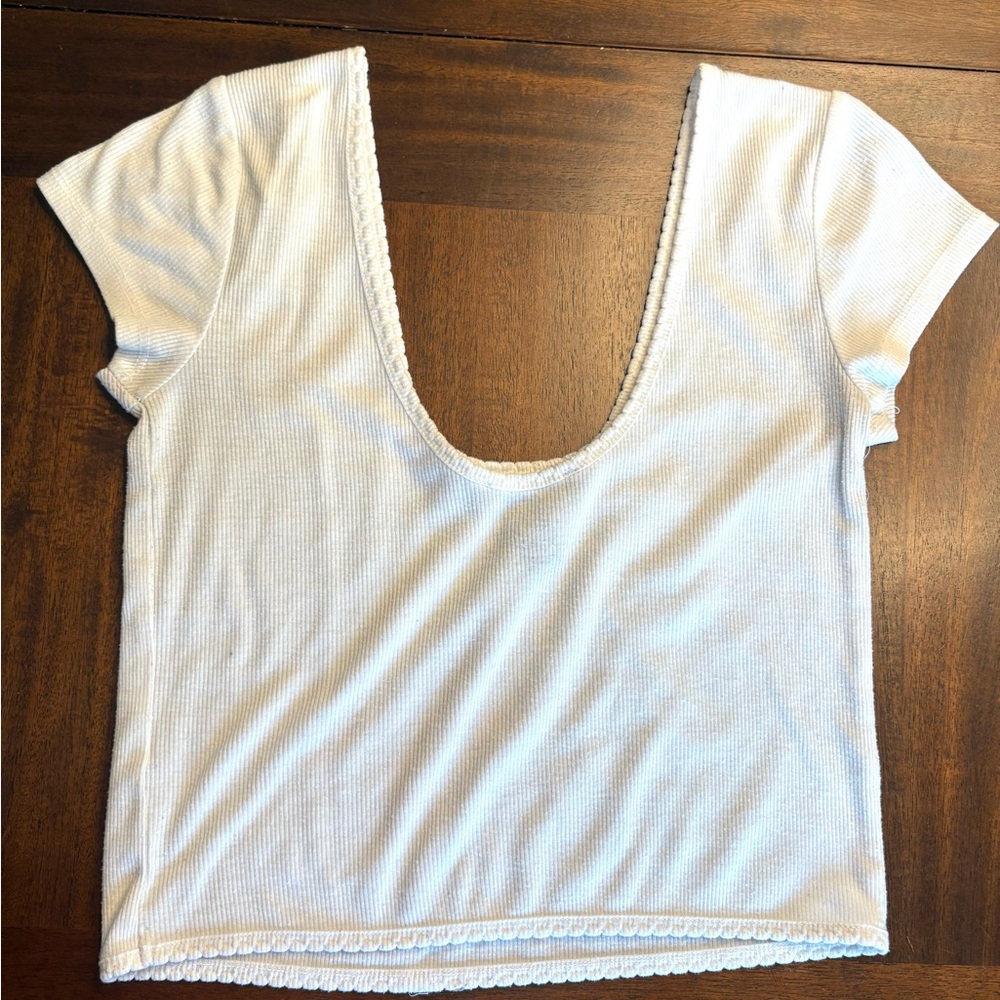 White Ribbed Women's Top